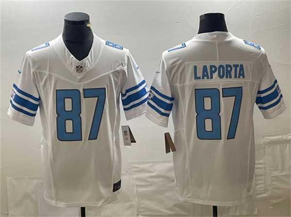 Men%27s Detroit Lions #87 Sam LaPorta White 2023 F.U.S.E. Vapor Untouchable Limited Jersey